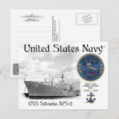 USS SYLVANIA  ATS-2  COMBAT STORES SHIP      BRIEFKAART (Voorkant / Achterkant)