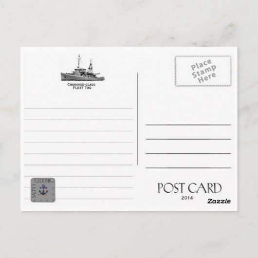 USS TAWASA ATF-92 FLEET TUG BRIEFKAART (Achterkant)