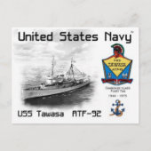 USS TAWASA ATF-92 FLEET TUG BRIEFKAART (Voorkant)