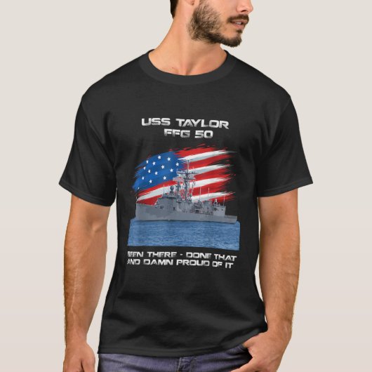 USS Taylor FFG 50 klasse fregat Amerikaanse vlag v T-shirt (Voorkant)