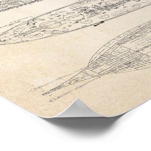 USS TEXAS-blauwdruk Poster (Hoek)