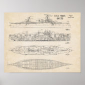 USS TEXAS-blauwdruk Poster (Voorkant)