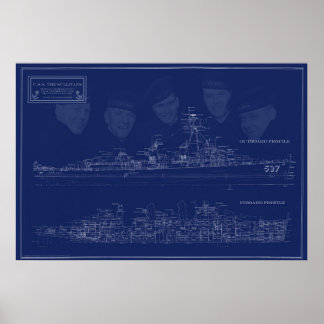 USS The Sullivans-blauwdruk met broers Poster