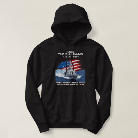 USS The Sullivans DDG-68 Destroyer Ship USA Flag V Hoodie (Design voorkant)