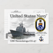 USS TICONDEROGA CG-47 CRUISER - BRIEFKAART (Voorkant / Achterkant)