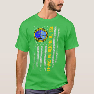 USS Ticonderoga CVA14 Amerikaanse vlag T-shirt