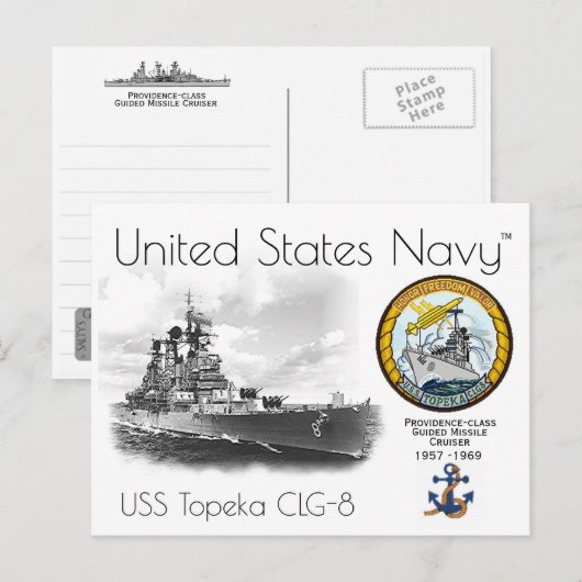 USS TOPEKA CLG-8 CRUISER BRIEFKAART A (Voorkant / Achterkant)