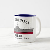 USS Tripoli, LPH-10, aanpasbare datums die worden  Tweekleurige Koffiemok (Voorkant rechts)