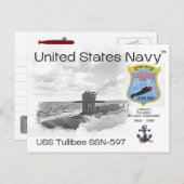 USS TULLIBEE SSN-597 ONDERZEEËR - BRIEFKAART (Voorkant / Achterkant)