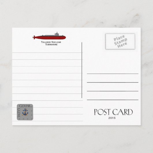 USS TULLIBEE SSN-597 ONDERZEEËR - BRIEFKAART (Achterkant)