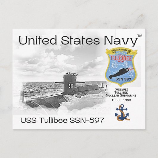 USS TULLIBEE SSN-597 ONDERZEEËR - BRIEFKAART (Voorkant)