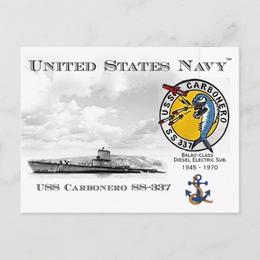 USS USS CARBONERO SS-337 SUBMARINE - BRIEFKAART (Voorkant)