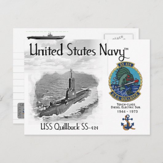 USS USS QUILLBACK SS-424 SUBMARINE - BRIEFKAART (Voorkant / Achterkant)