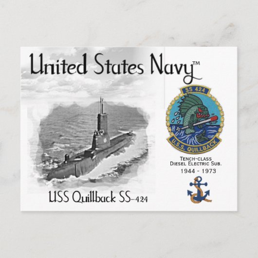 USS USS QUILLBACK SS-424 SUBMARINE - BRIEFKAART (Voorkant)