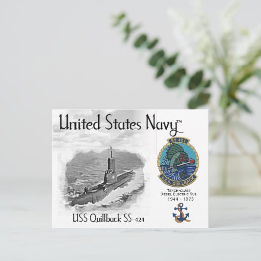 USS USS QUILLBACK SS-424 SUBMARINE - BRIEFKAART (Staand voorkant)