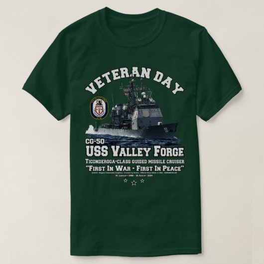 USS Valley Forge CG50 US Cruiser veteranen T-shirt (Design voorkant)