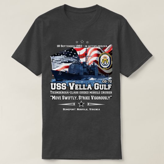 USS Vella Gulf CG72 Cruiser T-shirt (Design voorkant)