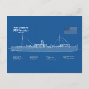 USS Vesuvius - Schip Blauwdruk Plannen ABD Briefkaart