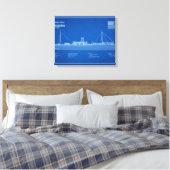 USS Vesuvius - Schip Blauwdruk Plannen ABD Canvas Afdruk (Insitu (Slaapkamer))