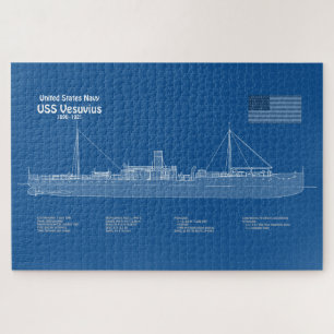 USS Vesuvius - Schip Blauwdruk Plannen ABD Legpuzzel