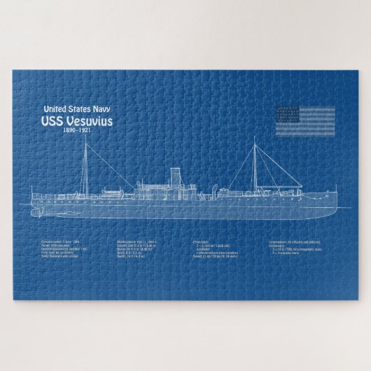 USS Vesuvius - Schip Blauwdruk Plannen ABD Legpuzzel (Horizontaal)
