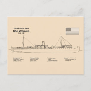 USS Vesuvius - Schip Blauwdruk Plannen SD Briefkaart