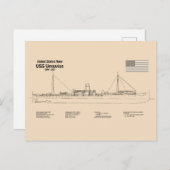 USS Vesuvius - Schip Blauwdruk Plannen SD Briefkaart (Voorkant / Achterkant)