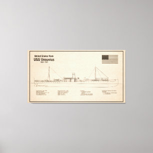 USS Vesuvius - Schip Blauwdruk Plannen SD Canvas Afdruk