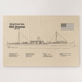 USS Vesuvius - Schip Blauwdruk Plannen SD Legpuzzel