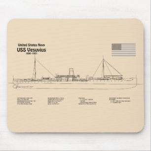 USS Vesuvius - Schip Blauwdruk Plannen SD Muismat