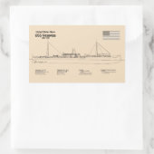 USS Vesuvius - Schip Blauwdruk Plannen SD Rechthoekige Sticker (Tas)