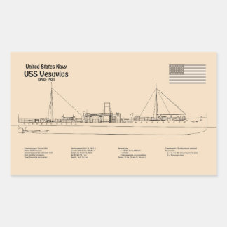 USS Vesuvius - Schip Blauwdruk Plannen SD Rechthoekige Sticker