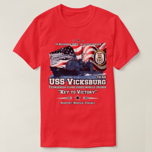USS Vicksburg CG69 Cruiser T-shirt (Design voorkant)