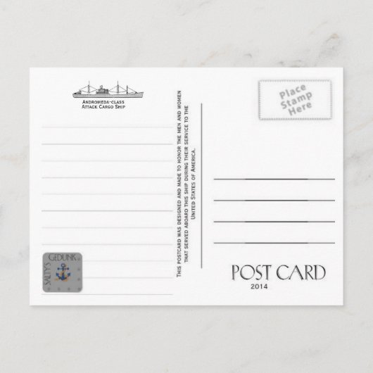 USS VIRGO AKA-20/AE-30 - BRIEFKAART (Achterkant)