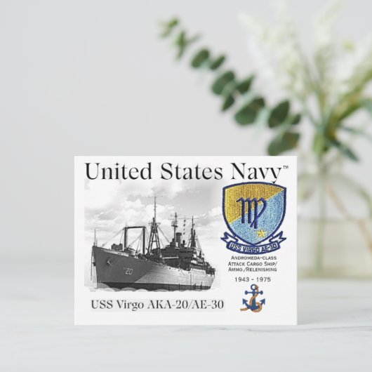 USS VIRGO AKA-20/AE-30 - BRIEFKAART (Staand voorkant)