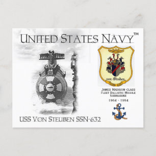USS VON STEUBEN SSN-632 SUBMARINE - BRIEFKAART