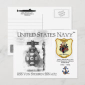 USS VON STEUBEN SSN-632 SUBMARINE - BRIEFKAART (Voorkant / Achterkant)