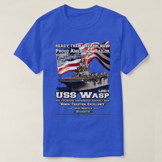 USS Wasp LHD1 amfibisch aanvalsschip T-shirt (Design voorkant)