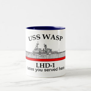 USS Wasp, LHD-1, aanpasbare data gediend Tweekleurige Koffiemok