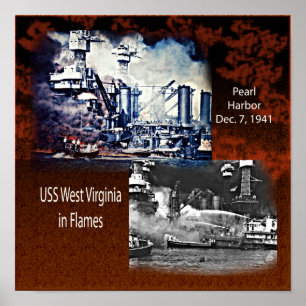 USS West Virgina, Pearl Harbor 1941 Klein Poster