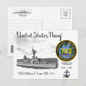 USS WILLIAM C. LAWE DD-763 DESTROYER BRIEFKAART (Voorkant / Achterkant)