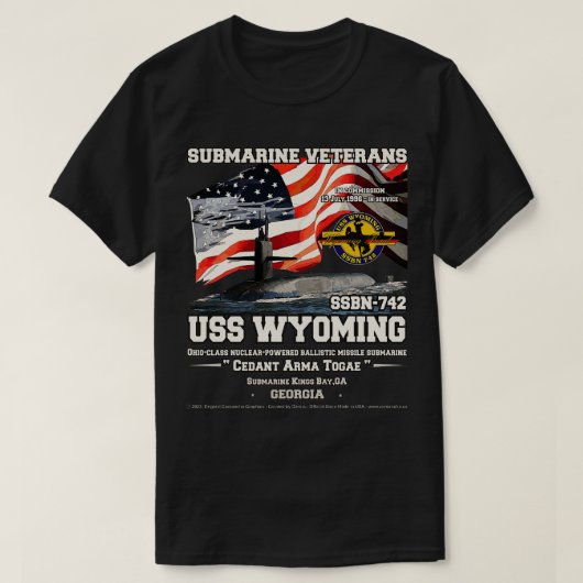 USS Wyoming SSBN742 Onderzeebootveteranen T-shirt (Design voorkant)