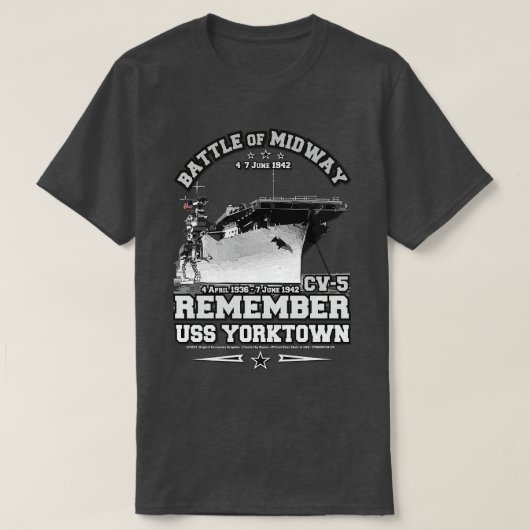 USS YORKTOWN CV5 Onthoud ww2 T-shirt (Design voorkant)