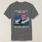 USS Zee Devil SSN-664 American Flag Submarine Vete T-shirt (Design voorkant)
