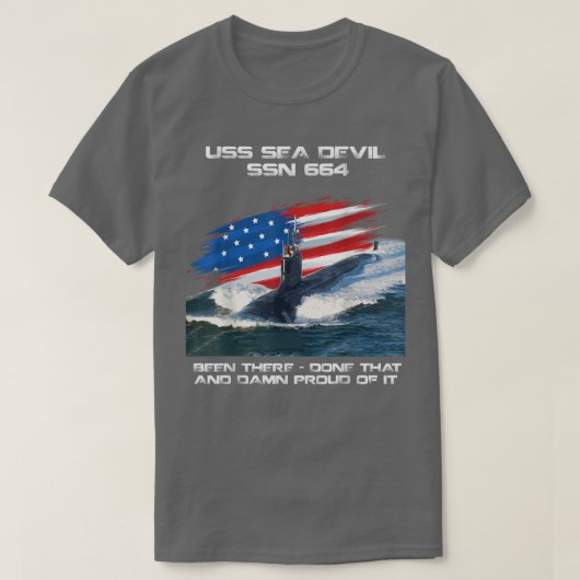 USS Zee Devil SSN-664 American Flag Submarine Vete T-shirt (Design voorkant)