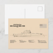 USS Zumwalt - Scheepsblauwdrukplannen SD Briefkaart (Voorkant / Achterkant)
