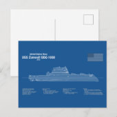 USS Zumwalt - Schip Blauwdruk Plannen ABD Briefkaart (Voorkant / Achterkant)