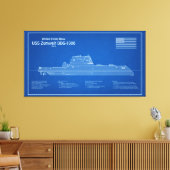 USS Zumwalt - Schip Blauwdruk Plannen ABD Canvas Afdruk (Insitu (Woonkamer))