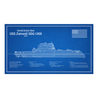 USS Zumwalt - Schip Blauwdruk Plannen ABD Foto Afdruk