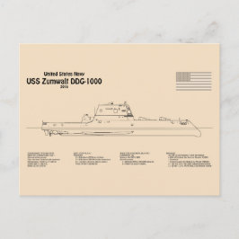 USS Zumwalt - Schip Blauwdruk Plannen SD Briefkaart